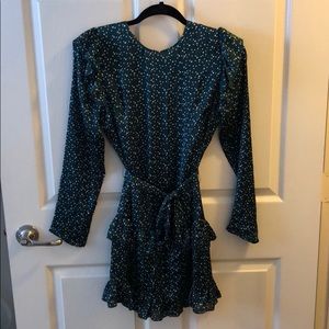 Green/White polka dotted mini dress